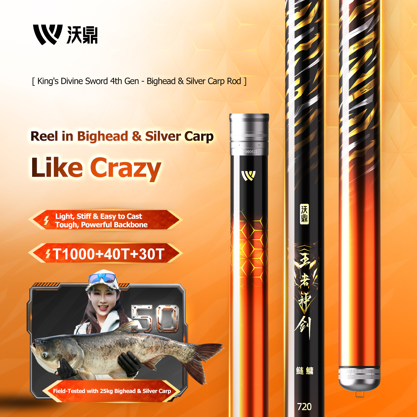 Woding King's Divine Sword 4th Generation Silver & Bighead Carp Rod