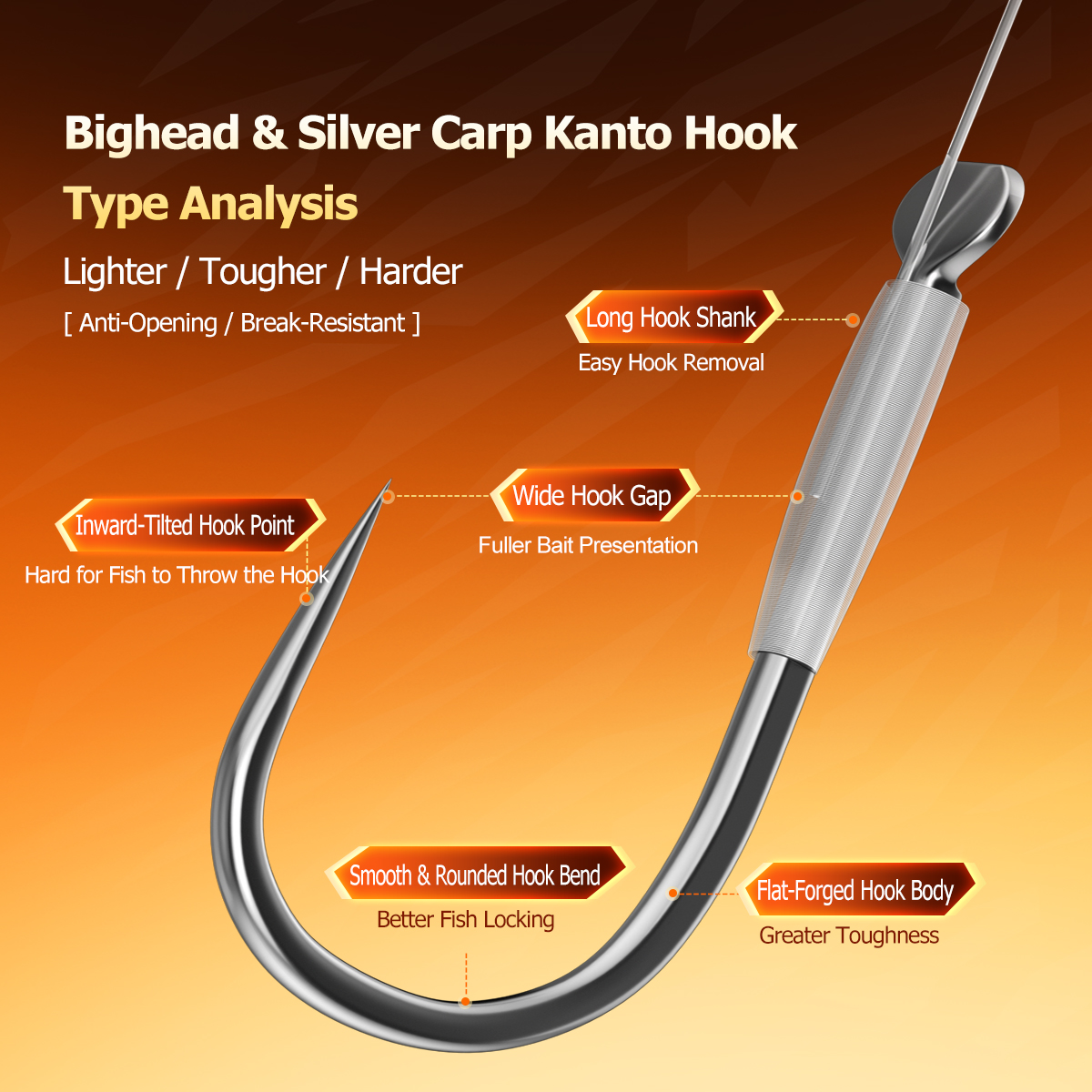 Woding Knotless Bighead & Silver Carp Kanto Hook